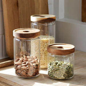 Jar (Glass) - Wood Lid